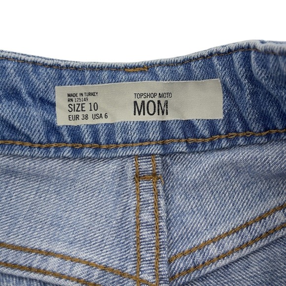 Topshop Moto Womens Cut Off Ripped High Rise Denim Blue Jean Mom Shorts Size 6 - Picture 6 of 9